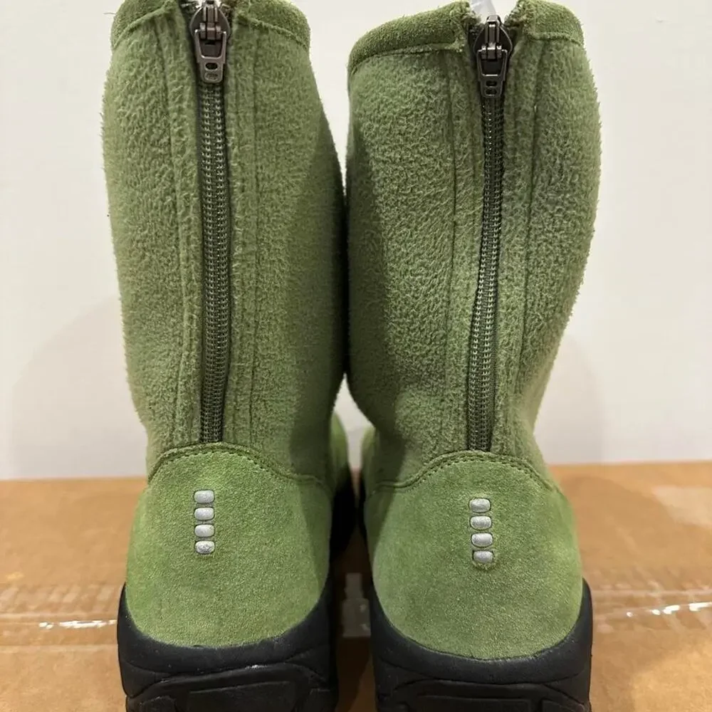 Lands' End women's Green Suede and fleece mid calf Boots size 7.5 rare color!